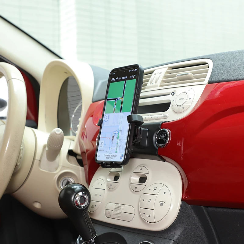 For Fiat 500 2007+Center Console Phone Holder Modified Accessory Automotive Phone Holder GPS Navigation Bracket