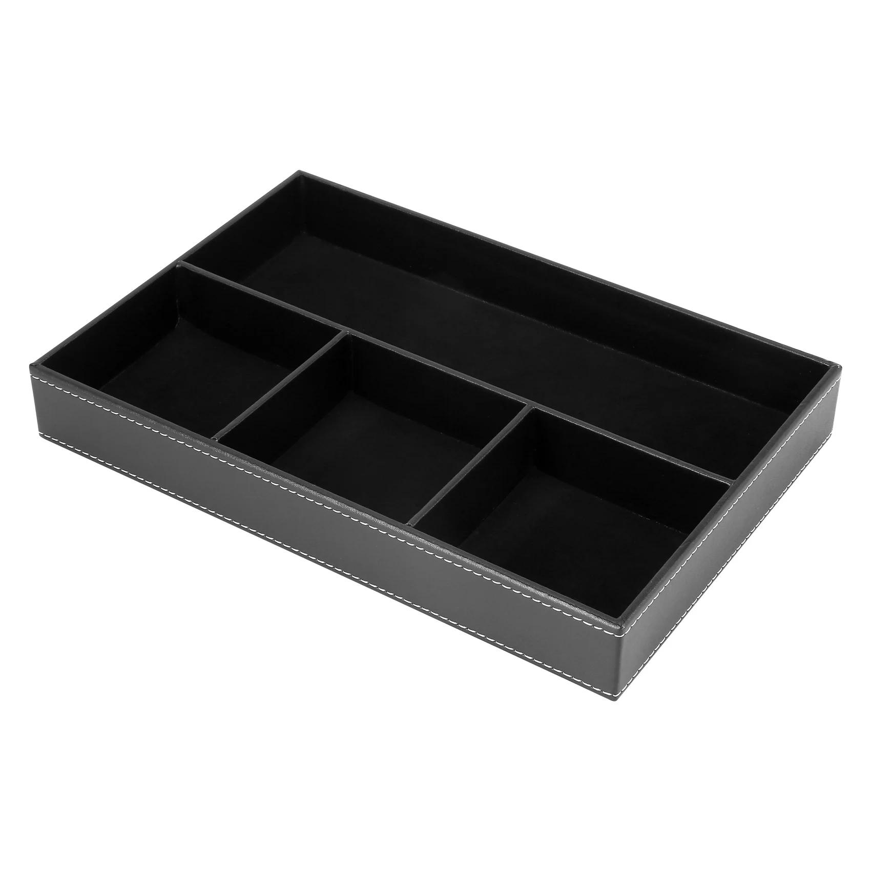 4 Slots Desk Drawer Organizer, Pu Leather Drawer Storage Organizer Divider for Office Desk Supplies Value Collection and Accesso