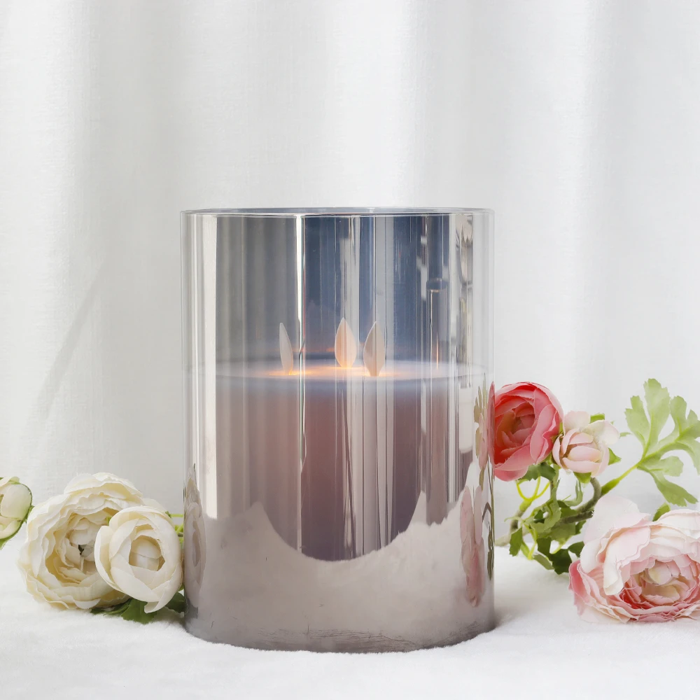 3-Wick Flameless Candles Dancing Flame Battery Operated Flickering LED Pillar Candles with 6-Hour Timer for Home Wedding Party