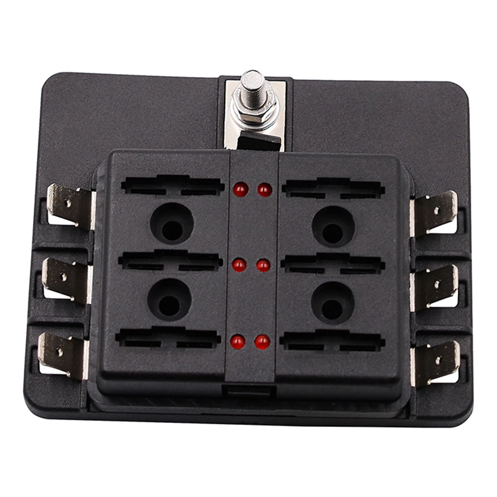 

Fuse Box Base RV Car 6 Output Terminals Red LED Indicator Screw Nut Wiring Terminal Audio Refit 12-30V Anti-Flame Retardant
