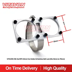 VITAVON CNC Alu7075 Dual 40mm Fan Holder & Belt Lock Dia 56-70mm