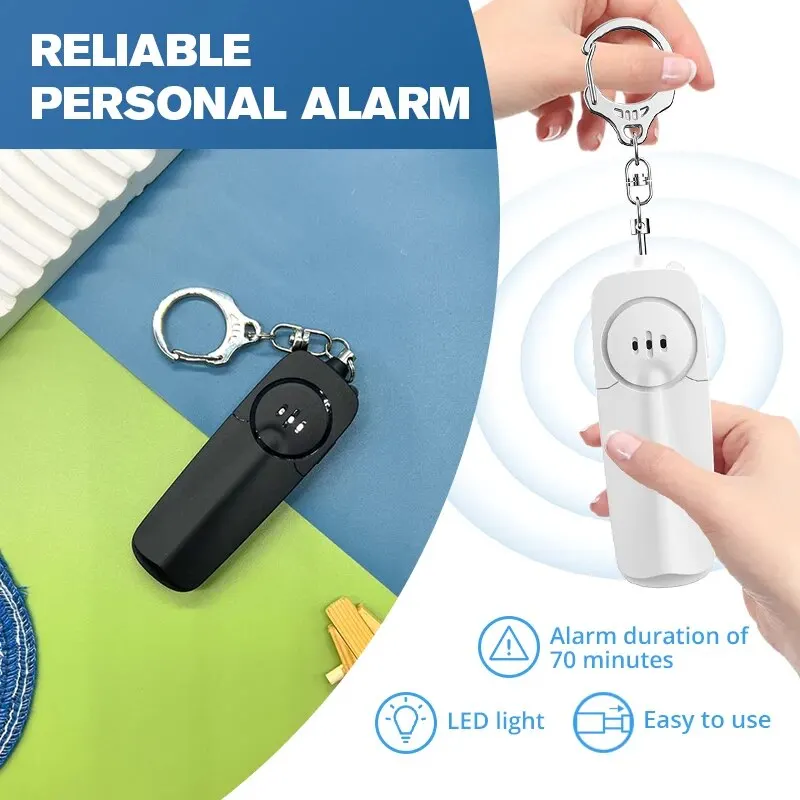 Lighter And Thinner Female Portable Alarm With Keychain, 130dB Volume, Electronic Whistle, Backpack Pendant, LED Lighting