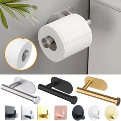 Soporte de papel higiénico autoadhesivo, montaje en pared sin perforaciones, dispensador de rollo de toalla de tejido de acero inoxidable, ganchos de pared para baño y cocina