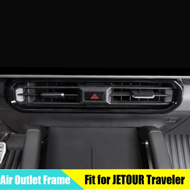 Car Air Outlet Frame Fit for CHERY JETOUR Traveler T2 2023+ Center Control Air Outlet ABS Black Warrior Car Interior Parts