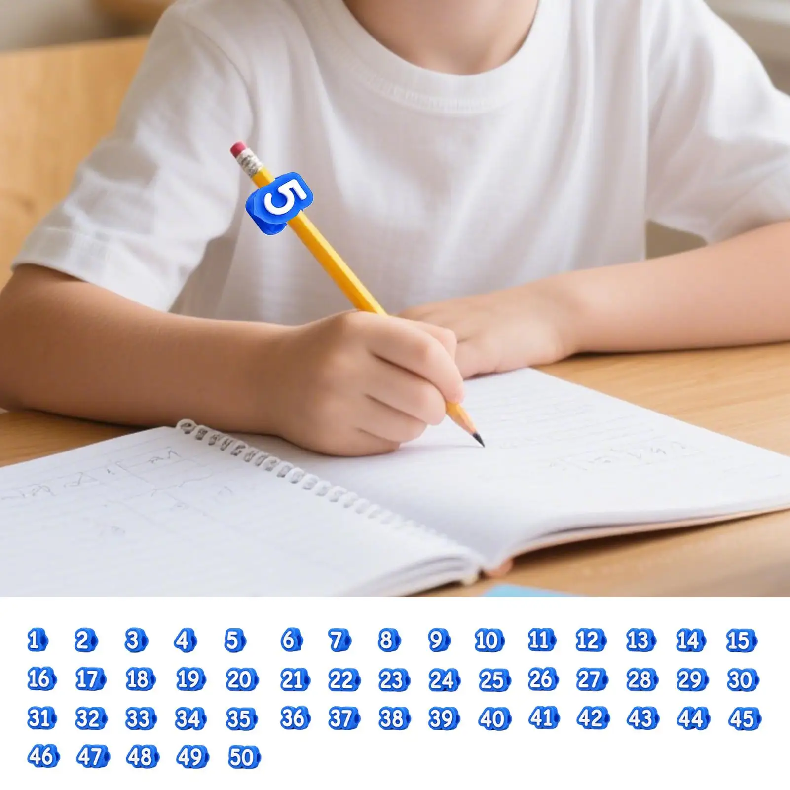 Pencil Toppers Reusable Labels Numbered Pencil Toppers for Teacher Student Writing Stationery Classroom Home School Rewards