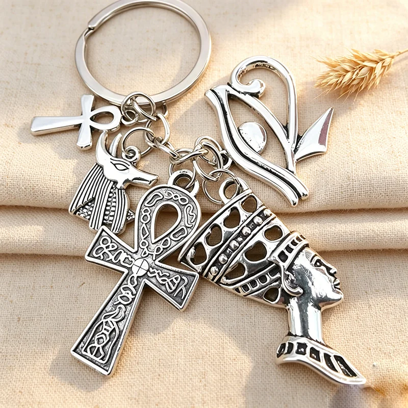 小物 vintage ankcross key holder silver Egyptian Ankh Keychain Vintage Silver Plated Metal Gift