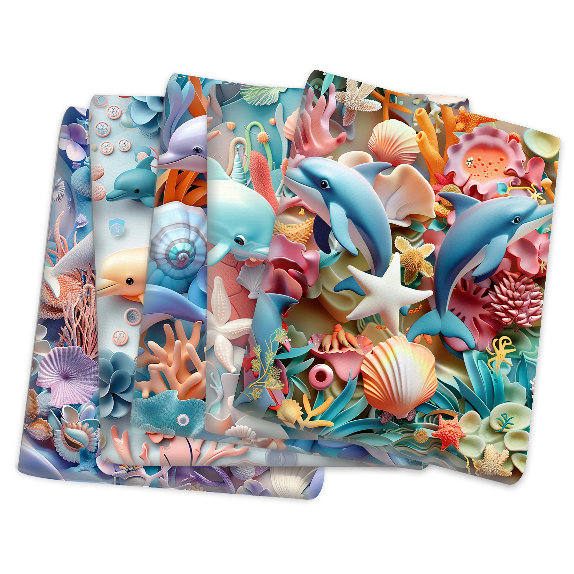 3D Printing On Fabric - 50*145cm Delphin Floral 3D Nachahmung Gedruckt
