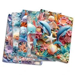 50*145cm Dolphin Floral 3D Imitation Printed Polyester/Pure Cotton Fabric Patchwork Sewing Quilt Fabric Needlework Cloth