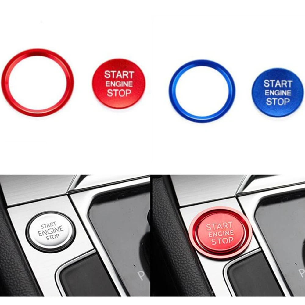 Red Blue Start Engine Stop Button Ring Cover Trim For VW Golf 7 MK7 GTI R Jetta CC Passat B8 Touareg Altas T-roc Touran Tiguan