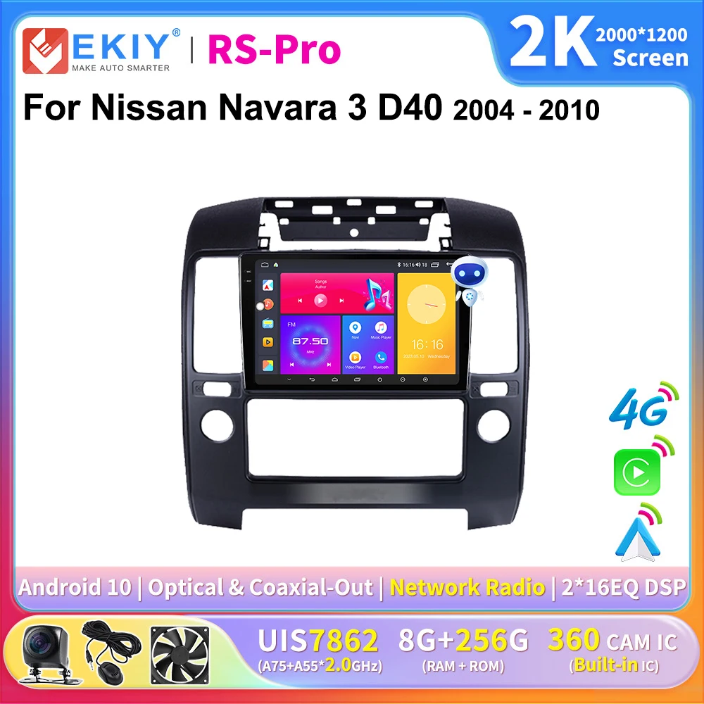 

EKIY 2K Screen CarPlay Radio For Nissan Navara 3 D40 2004-2010 Android Auto 4G Car Multimedia GPS Player Autoradio Ai Voice Navi