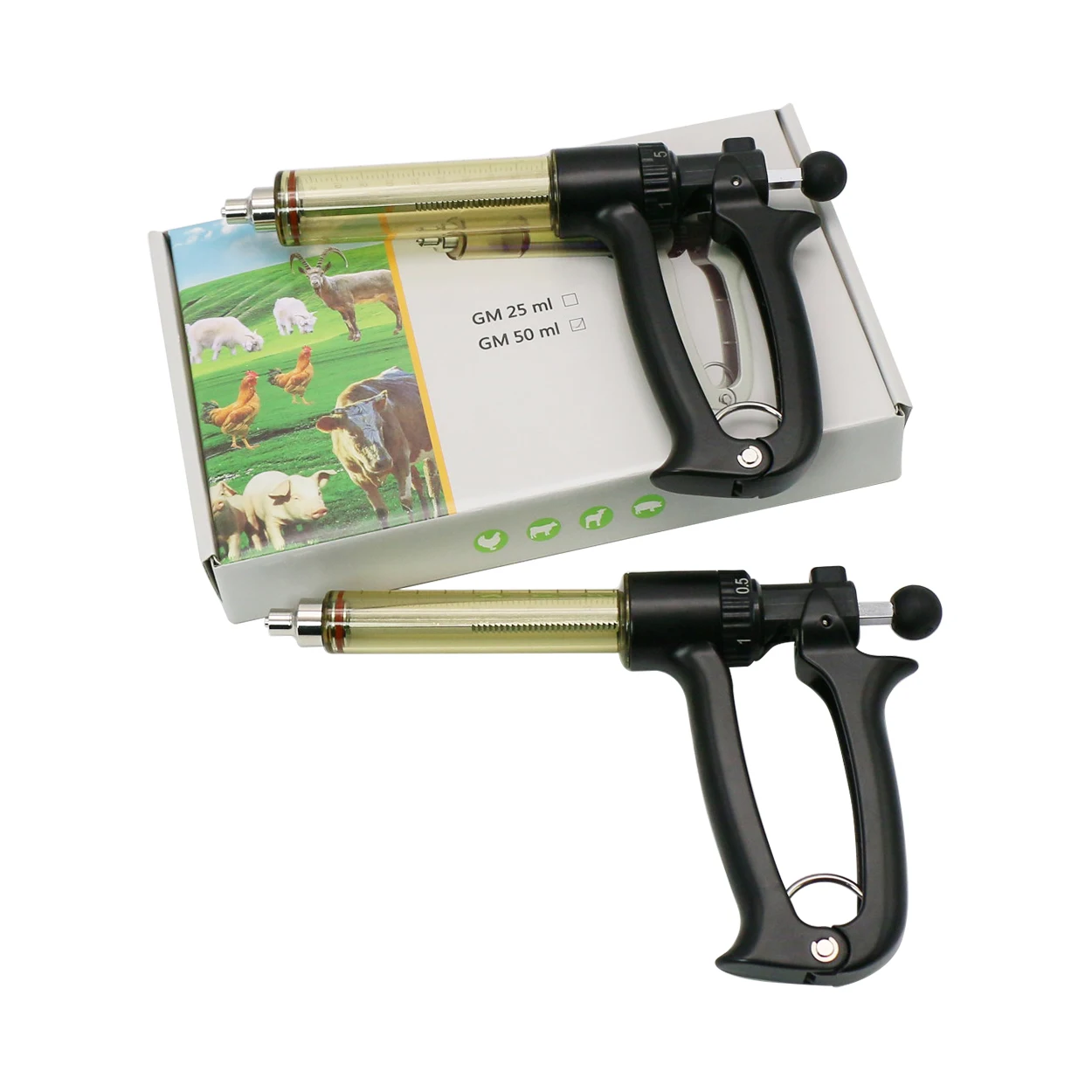 1 Pc 25/50ml Continuous Syringe Livestock Semiautomatic Pig Cattle Sheep Adjustable scale Vaccine Syringe Veterinary Equipment