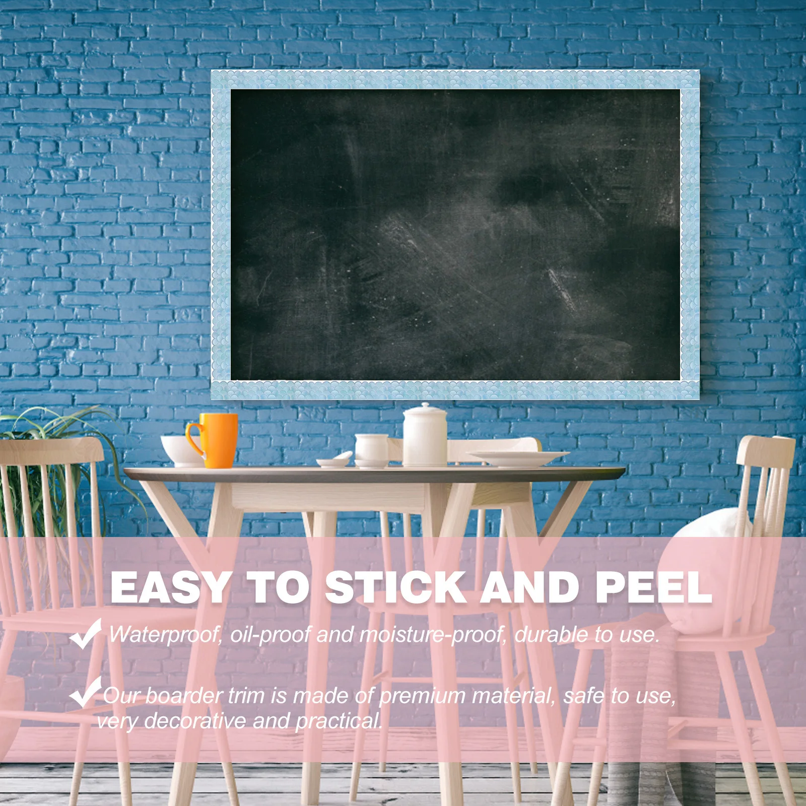 

Classroom Board Label Wavy Pattern Border Sticker Round Design Chalkboard Decor Exquisite Patterns Roll Chalkboard Border Decal