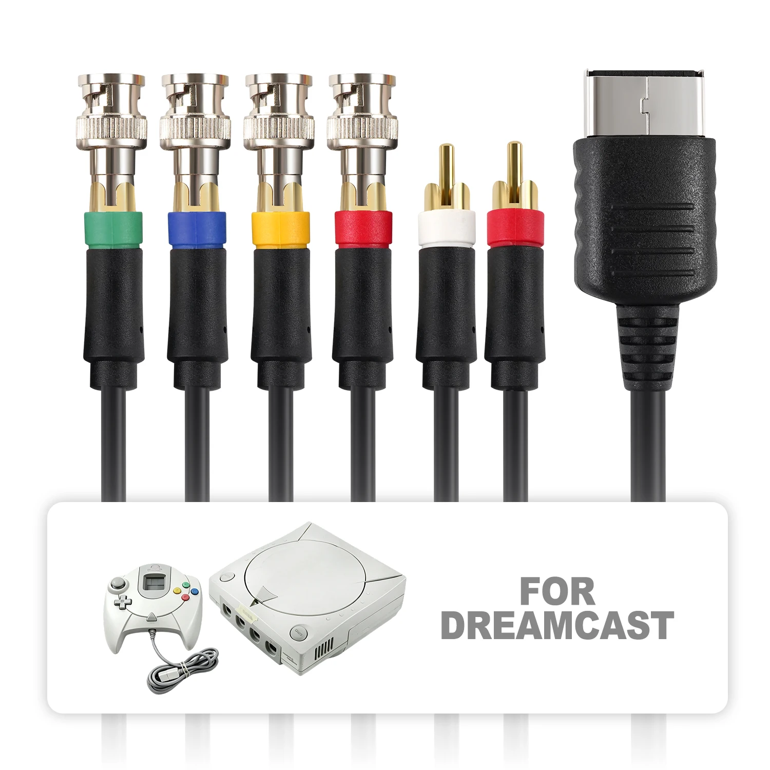 Apexneer 1.8m RGBS Cable Premium High Resolution Game Cable Accessories For SEGA DreamCast Retro Game Consoles