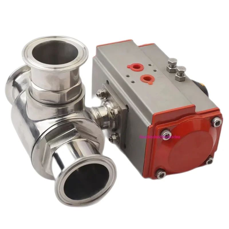 304L type T type stainless steel pneumatic quick-loading three-way ball valve sanitary grade diversion clamp chuck