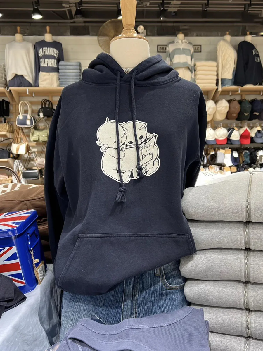 

Толстовка с капюшоном и принтом ангела и звезды, женские милые свободные пуловеры с длинными рукавами, топы в консервативном стиле, винтажные толстовки, новинка