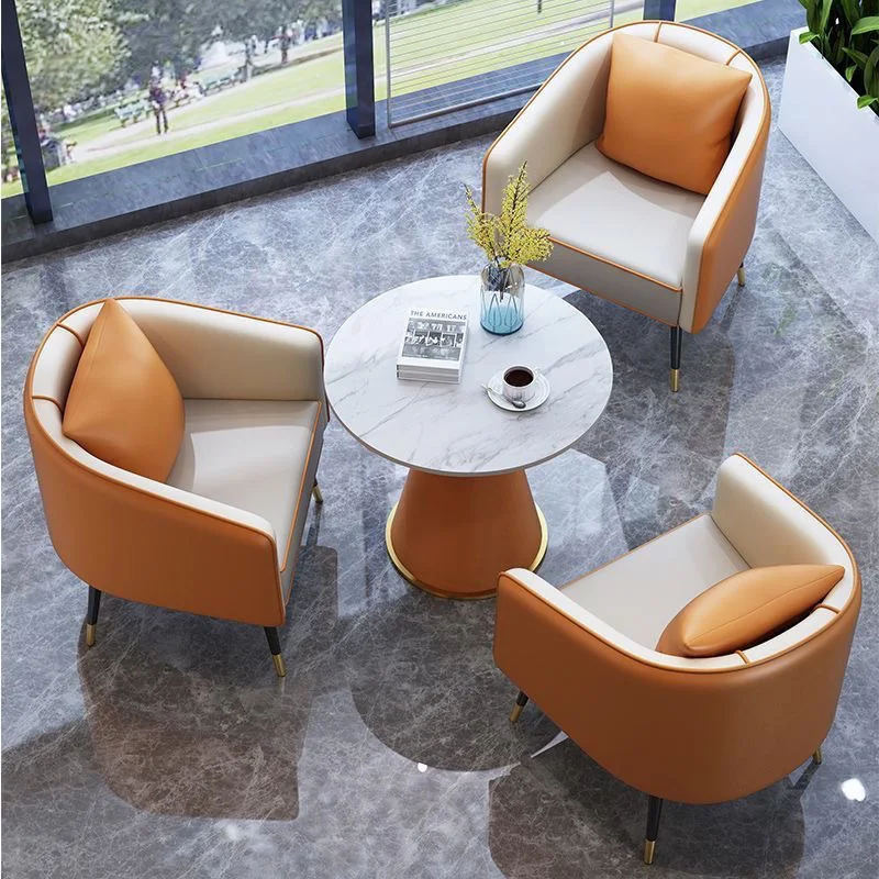 custom.[Easy Installation] Light Luxury Sales Office Simple Negotiation Table and Chair Set Reception Coffee Table Hotel Beauty