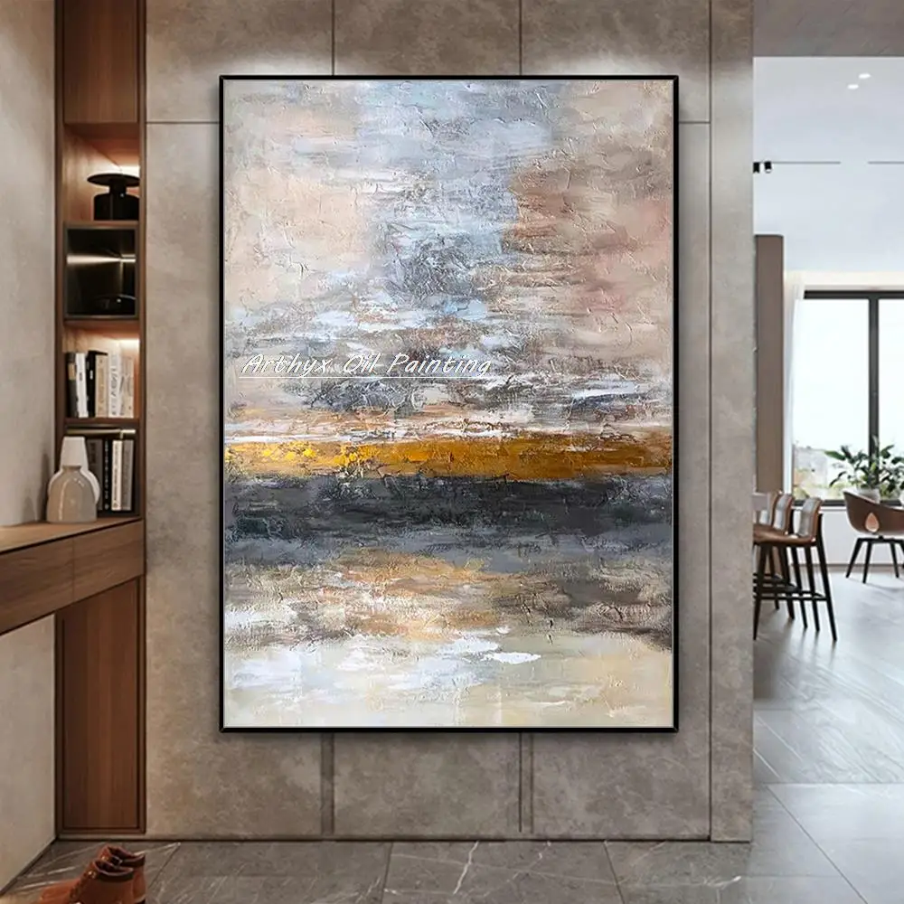 

Arthyx Handmade Textured Abstract Gold Oil Painting On Canvas,Modern Large Size,Art Wall Picture For Living Room,Home Decoration