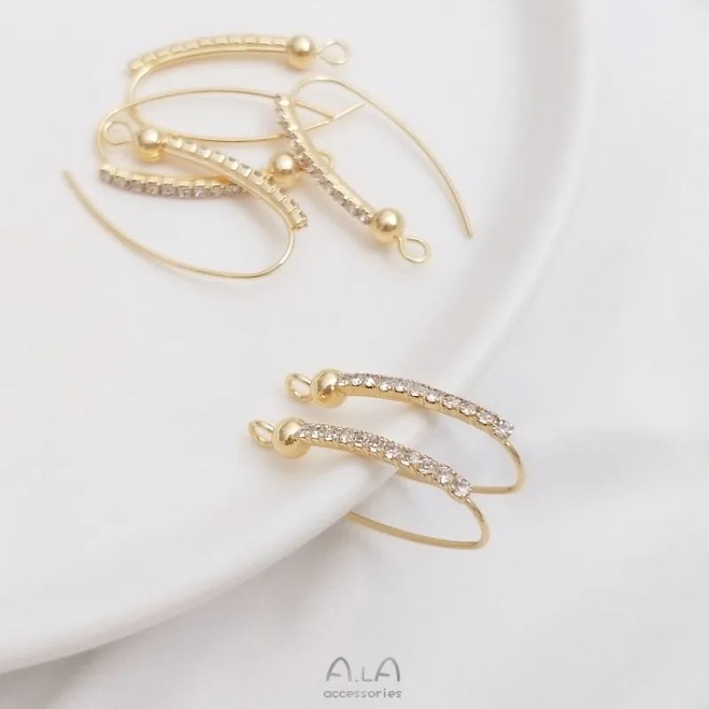 14K Gold Zircon Plus Beads With Hanging Large U-shaped Ear Hook Hmade DIY Earrings Ear Jewelry Ear Hook Accessories