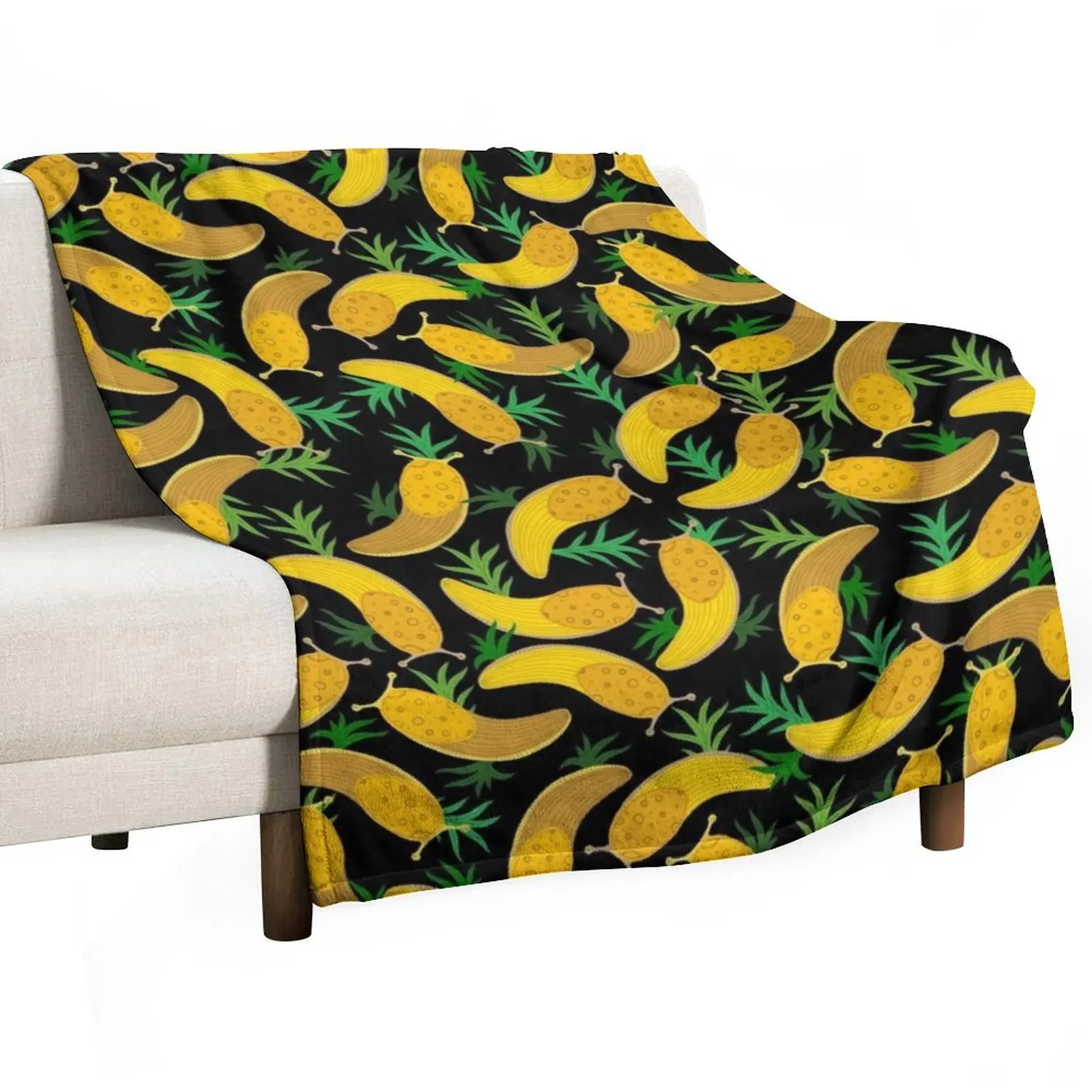 

Banana slugs on black Throw Blanket Winter beds Warm Plush Blankets