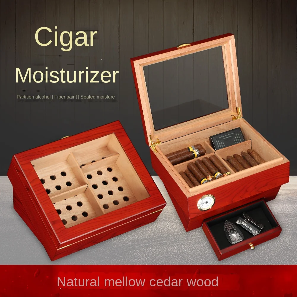 Large-Capacity Large-Capacity Cigarette Box, Sunroof, Classic, Household, Light, Luxury Cedar Wood Case