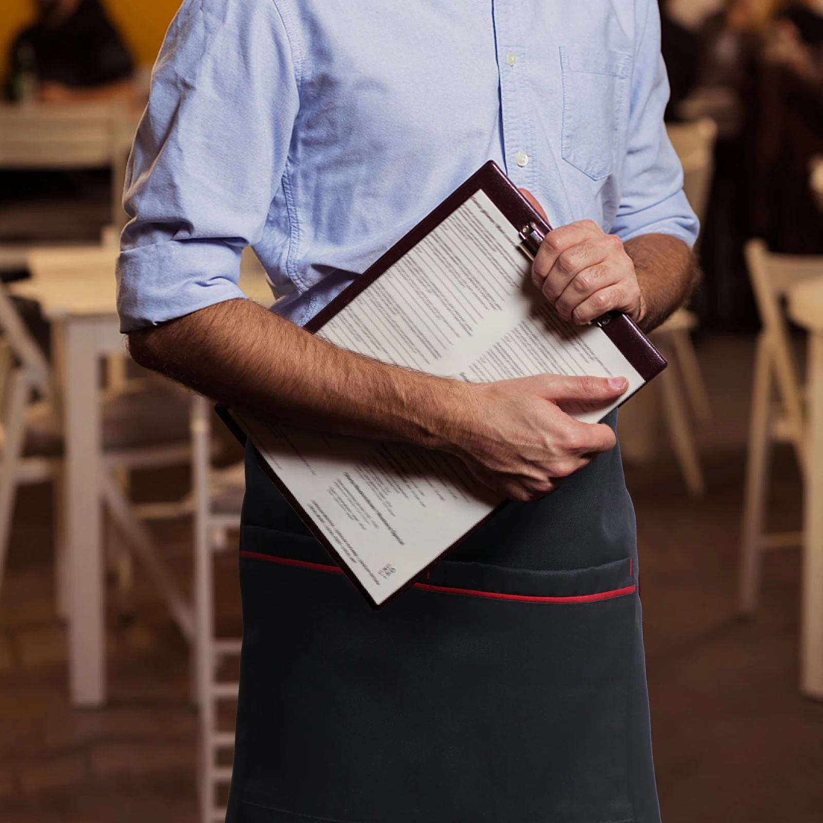 

Short Waist Apron Half Body Polyester Cotton Stain Resistant Cooking Waiter Sleeveless Kitchen Catering Barbecue