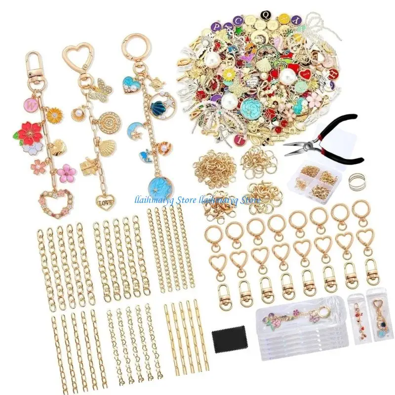 

573B Multifunctional Keychain Craft Set Chain Charm Set Metal Texture for Jewelry