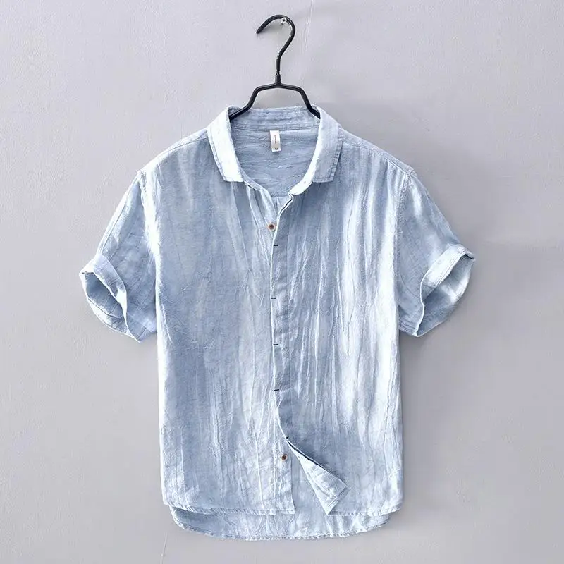 

Men's Linen Short Sleeve Shirt Thin Cotton Casual Style Daily Wear Non-deformable Easy Care Lightweight Summer Shirt