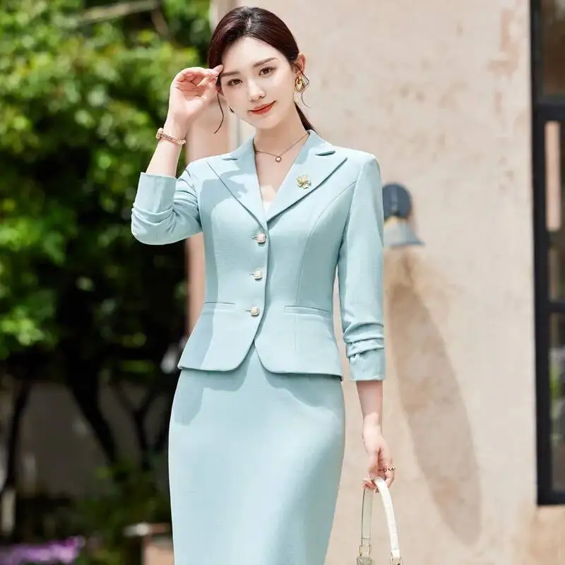 

High Quality Fabric Formal Women Business Suits with Blazer Coat and Skirt Office Ladies Professional Outfits Career Interview