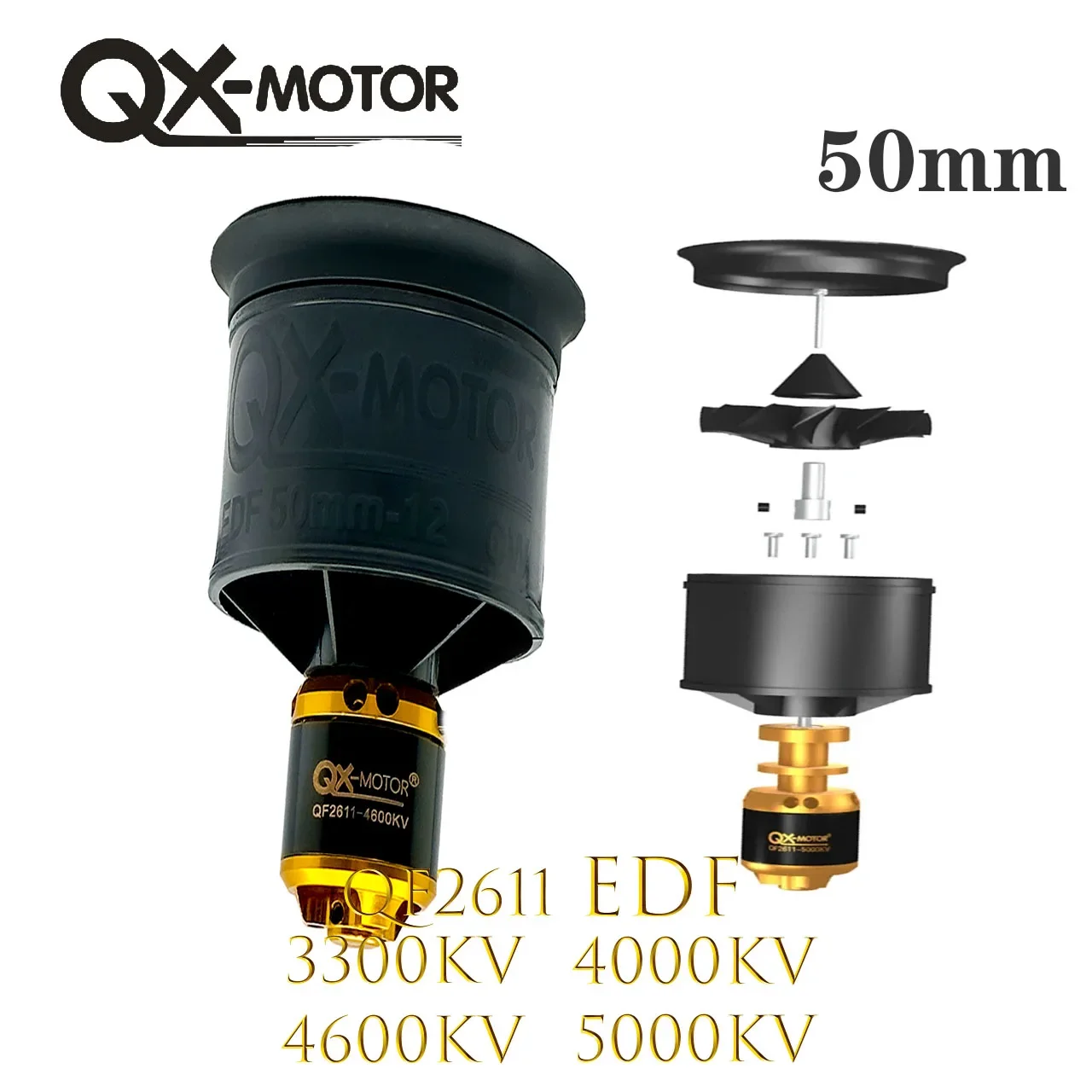 QX-MOTOR 50mm EDF 12 Blades  QF2611 3300/4000/4600/5000KV All Copper Wire Brushless Motor for DIY RC Airplanes Model Parts