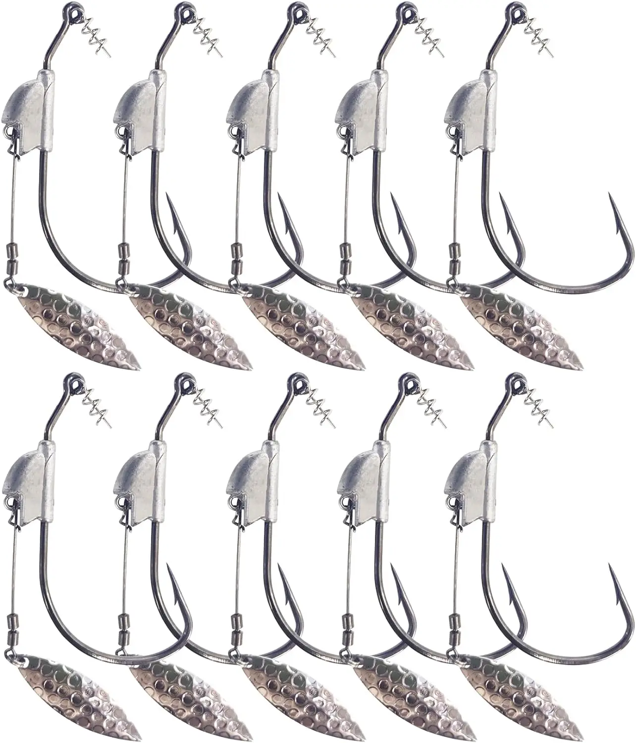 Eupheng 3/0 4/0 5/0 Weighted Swimbait Hooks Weedless Weighted Hooks with Twistlock for Bass Fishing 5 Pack