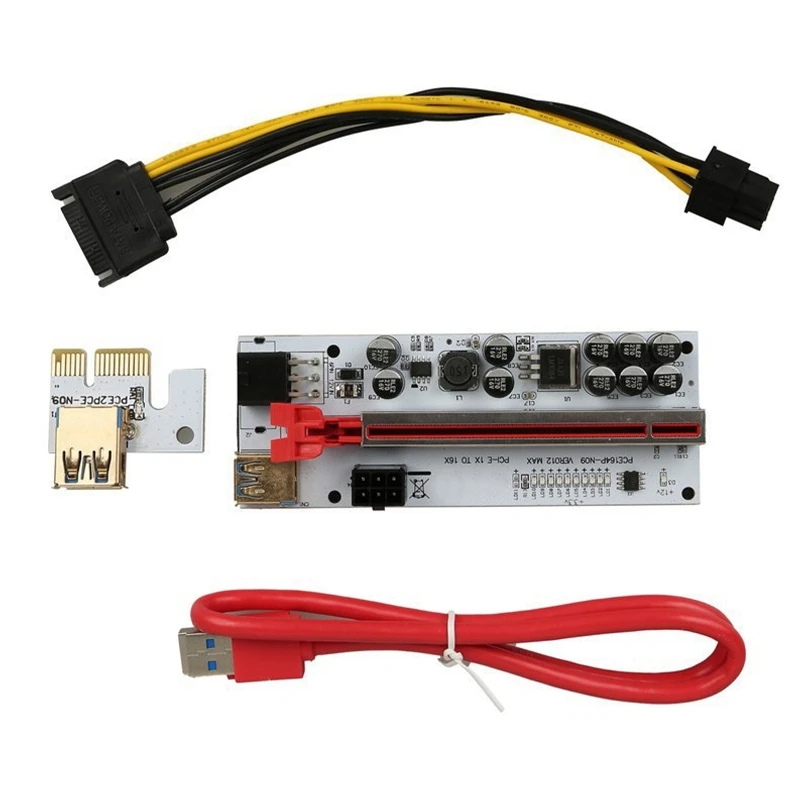 

Высокоскоростная видеокарта PCIE Riser USB3.0 Карта адаптера PCIE 1X до 16X VER012 Расширитель PCIE Riser Card для майнинга
