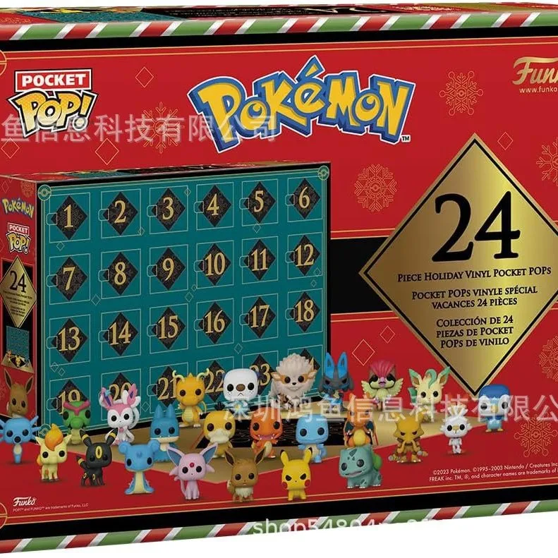 Pokemon Advent kalender tokoh aksi mainan Pikachu Model kotak acak boneka Funko koleksi hadiah ulang tahun anak-anak Natal