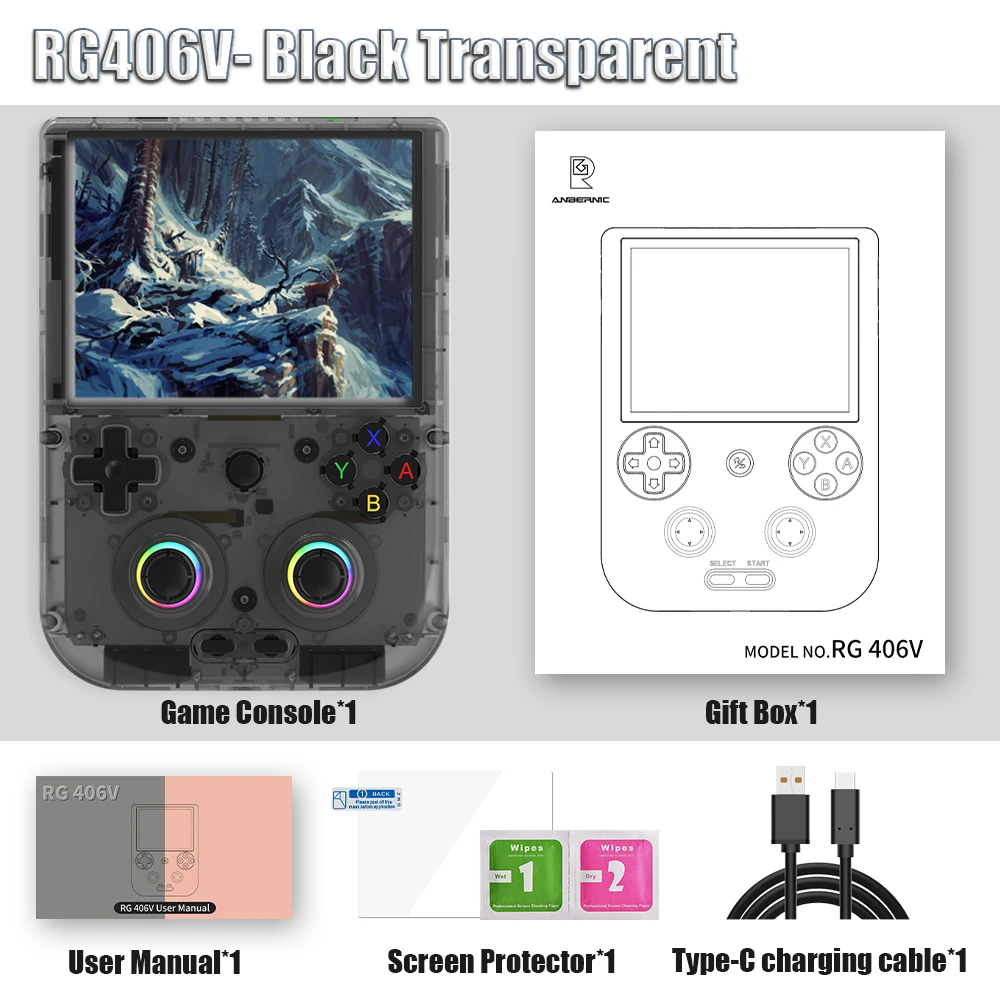 【極美品】Anbernic RG406V ブラック・トランスペアレント ANBERNIC RG 406V