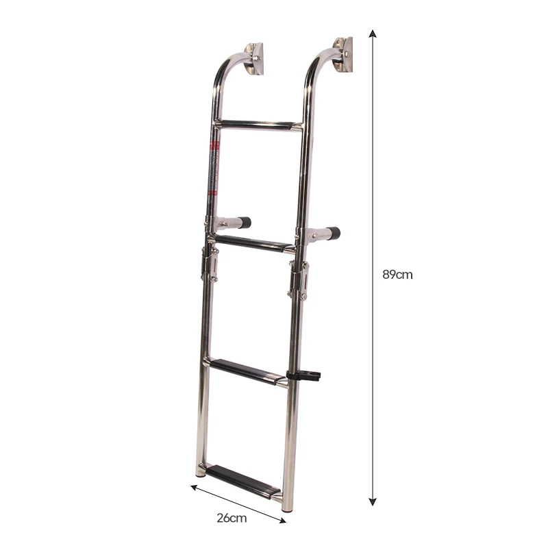 Marine Boat Stainless Steel Telescopic Folding Ladder 4 Step Boat Ladder Boarding Ladder For Marine Deck Outboard Swim Platform