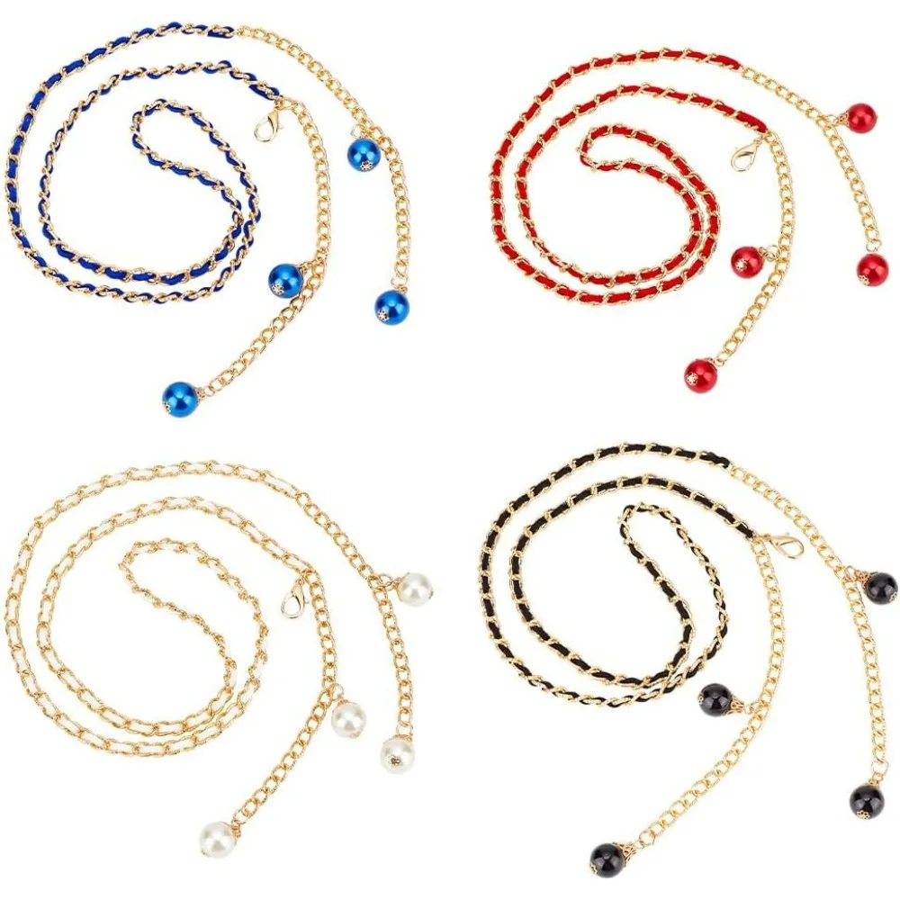 4 szt. Łańcuszkowe paski w różnych kolorach, metalowe łańcuszki do talii, uniwersalne złote paski dla kobiet do sukienek, kamizelek, jeansów, koszul, spódnic, sukienek