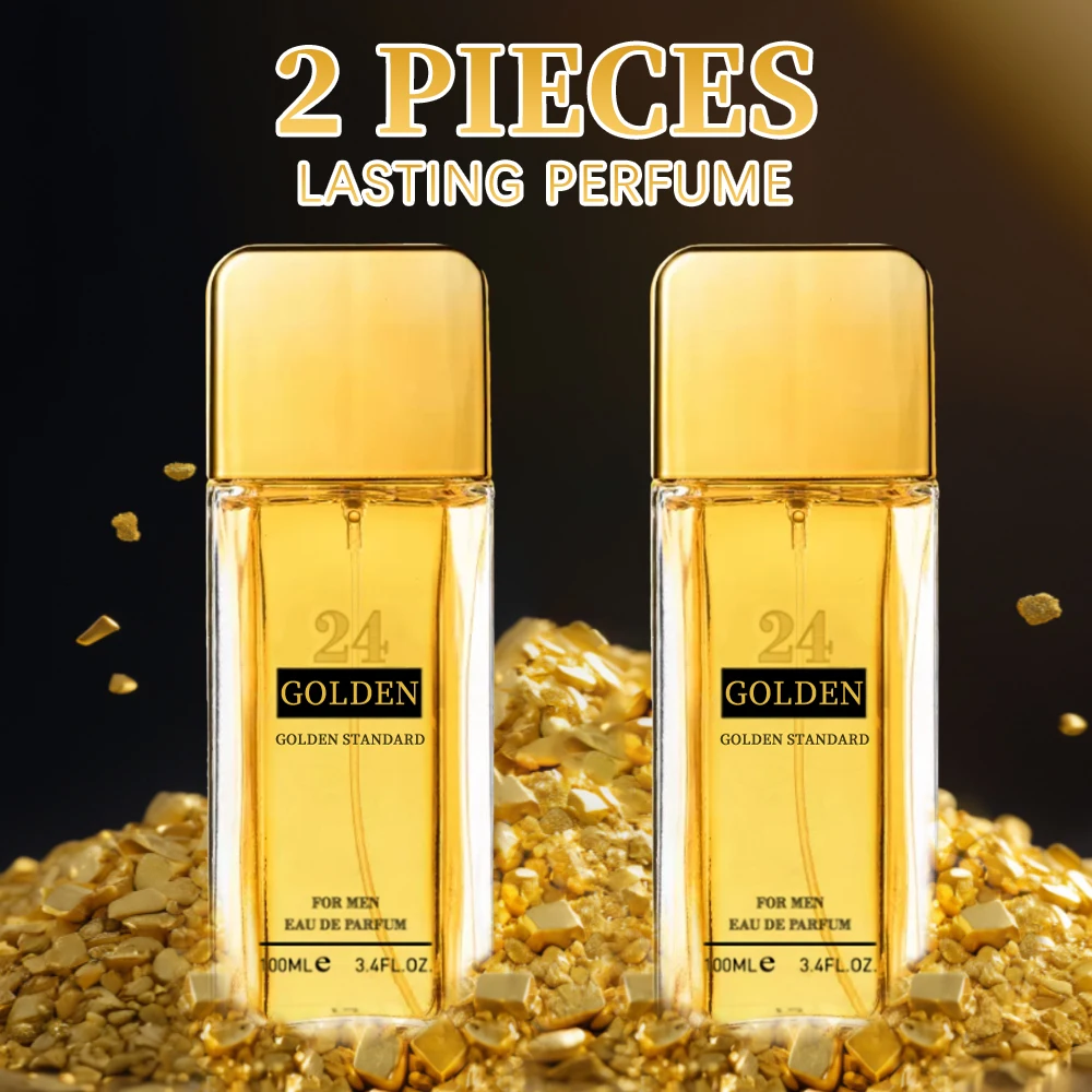 RED INTENSE Eau de Parfum Spray 2 Pcs 3.4 Ounce / 100 Ml  24K GOLD Fragrance Aromatic Fragrance for Men Men's EDP Perfumes Fruit