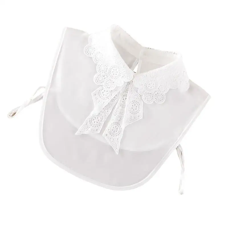 

652F Lace Ruffle Collar Detachable Layering Accessory In White or Black For Blouse Dress Outfit