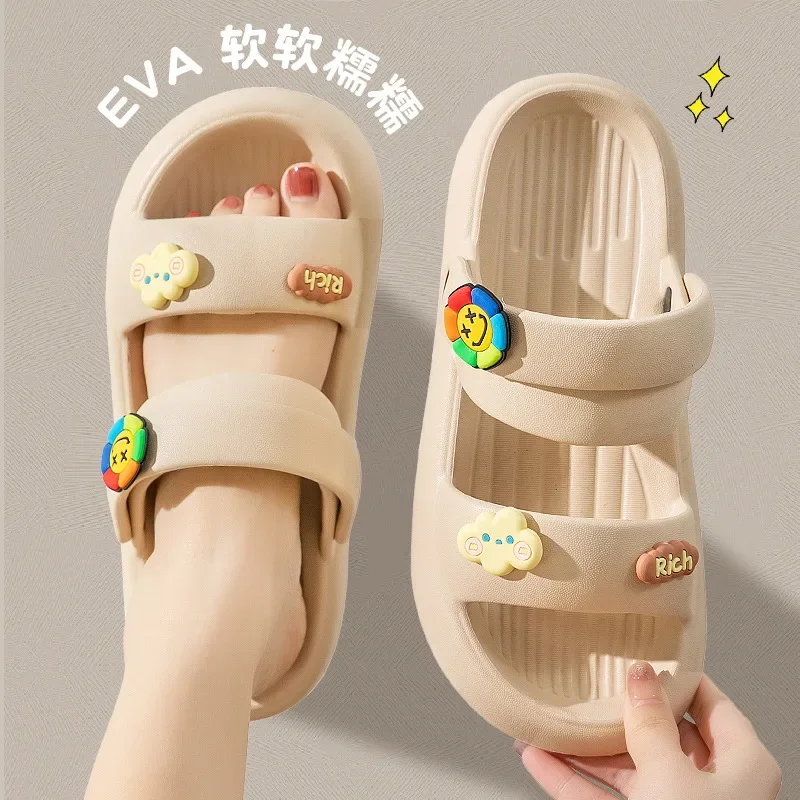 

Женские тапочки Stepping on shit, лето 2024, новая верхняя одежда на толстой подошве, нескользящие пляжные морские крутые тапочки, женские s