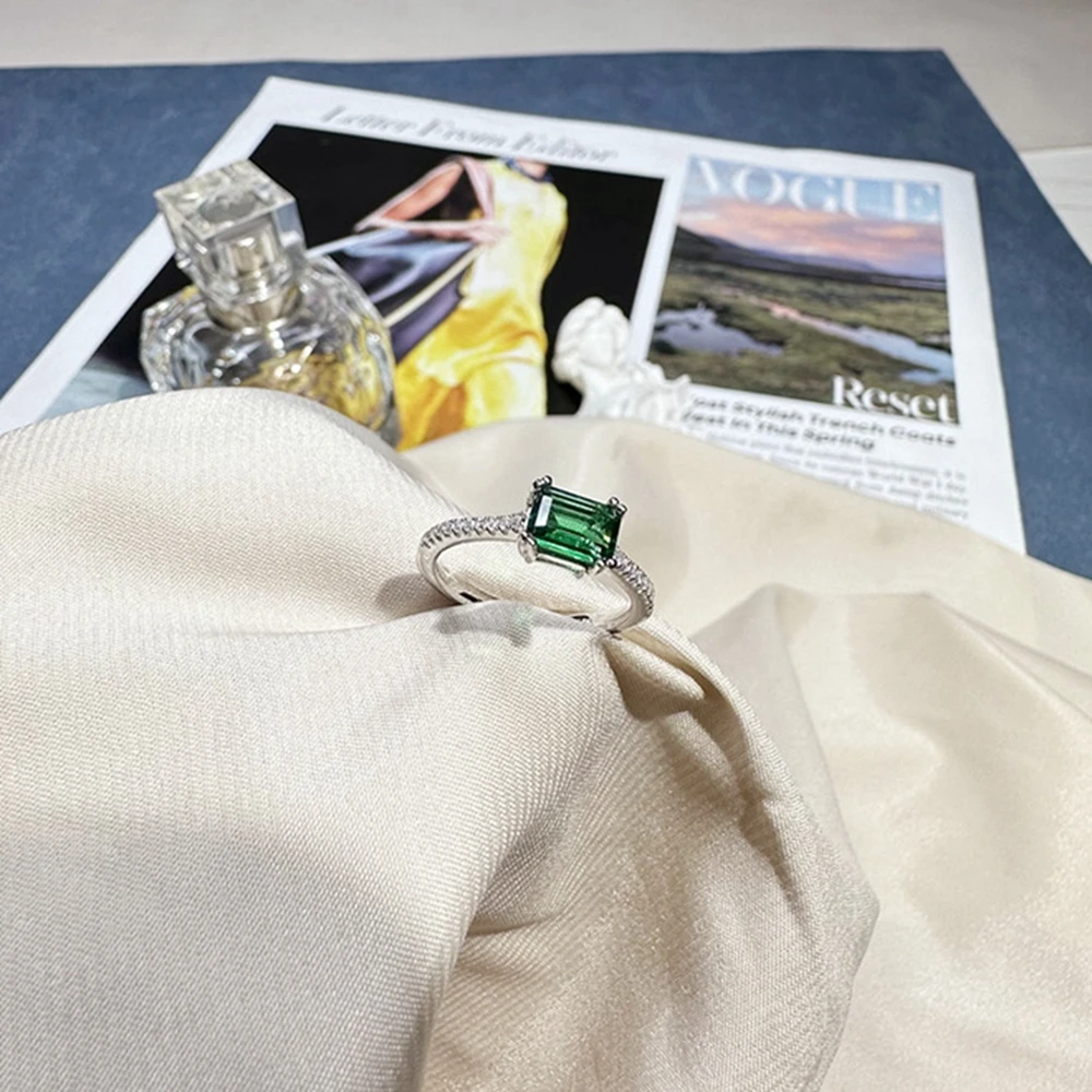 Vinregem 5*7 MM Lab Created Emerald Gemstone Classic Ring For Women 100% 925 Sterling Silver Wedding Party Jewelry Free Shipping