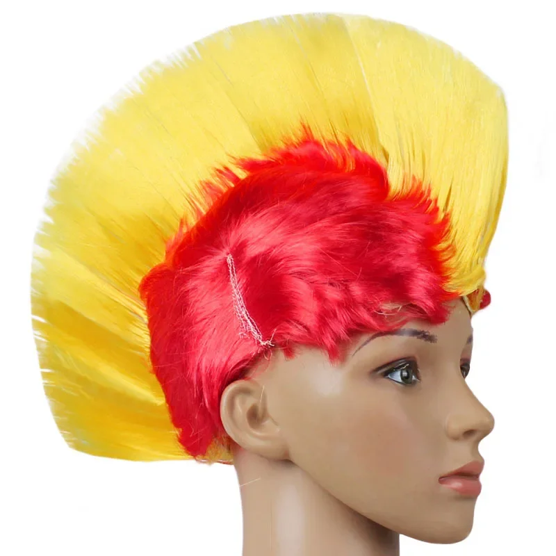 Hot 2 pcs Punk Wig Mohawk fashion synthetic Party Rainbow Halloween Party Festival Fashion Rainbow Wig Cockscomb Hair  JF001