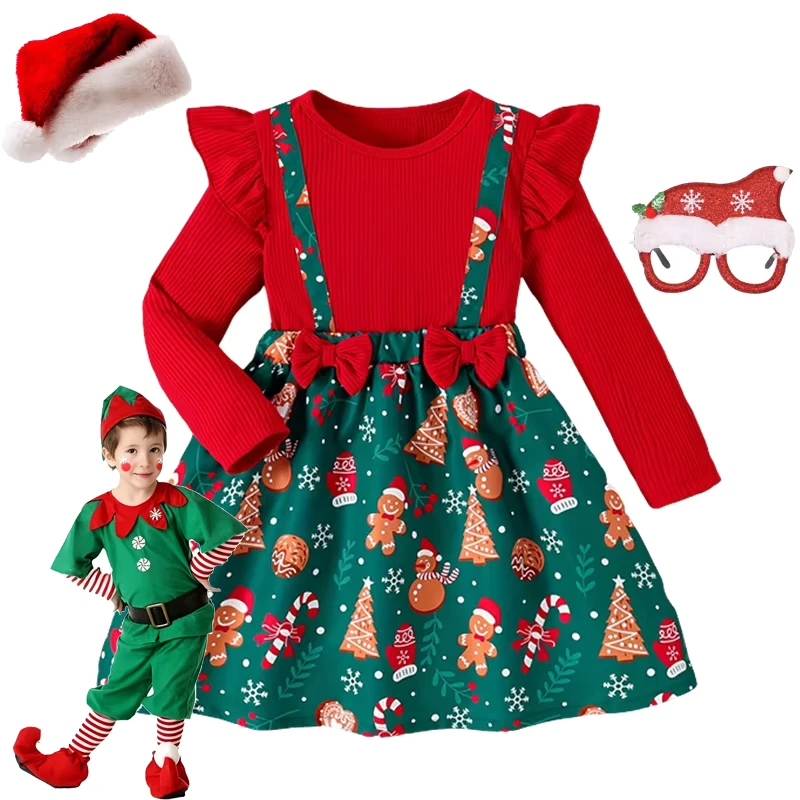 2026 Mädchen Weihnachtskleid Weihnachtsmann Cosplay Kostüm Mädchen Weihnachtsoutfits Karneval Party Kleidung Kinder Weihnachtsgeschenk