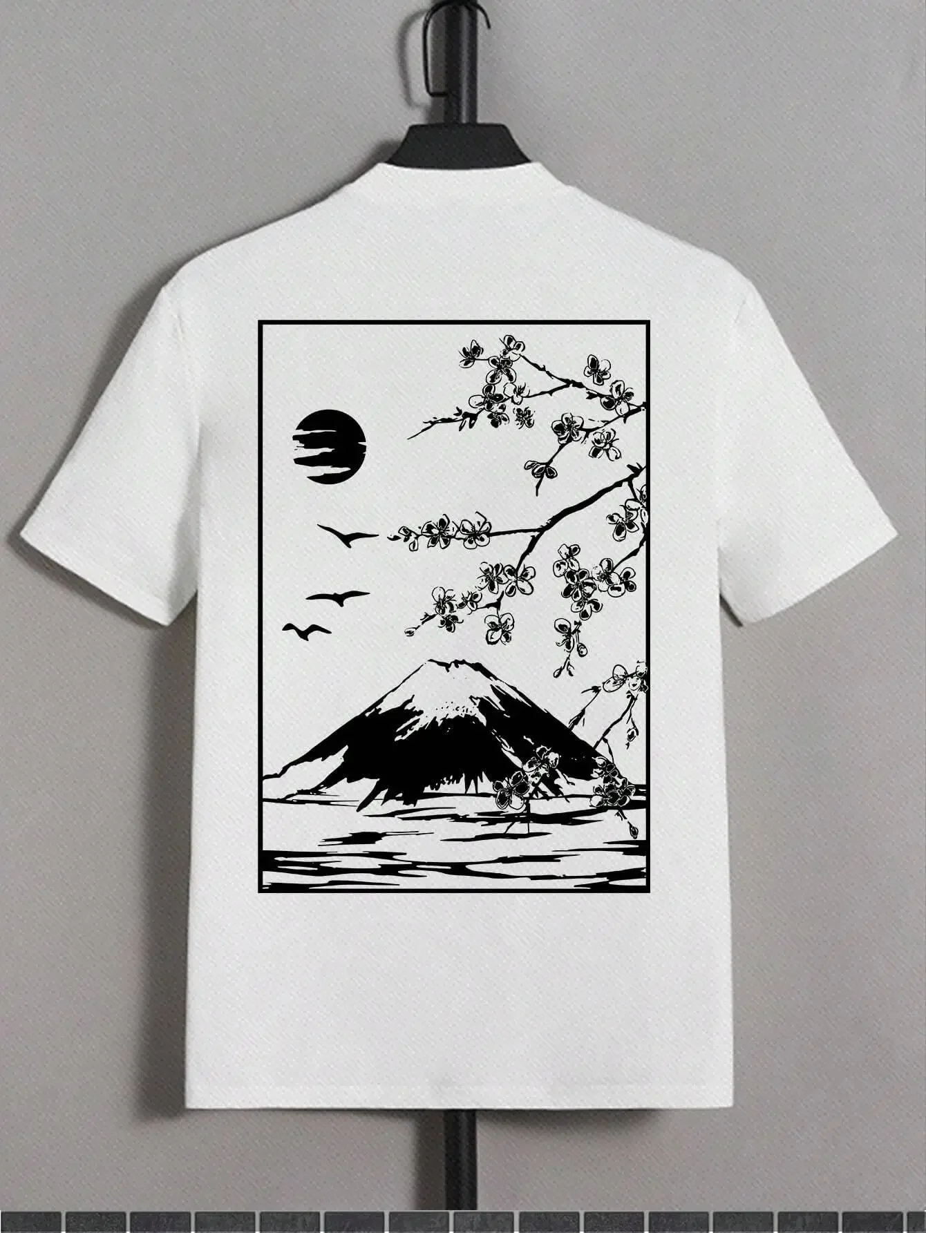 Tokyo Sakura Mount Fuji Business Card T-shirt Women\'s Fashion T-shirt Clothing Summer Casual Top Hip Hop Loose Versatile T-shirt