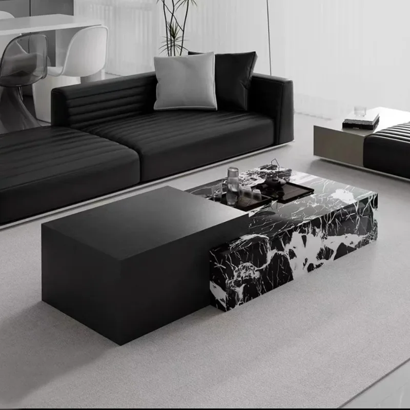 New Italian minimalist light luxury marble coffee table living room home size apartment high-end sense simple modern combination