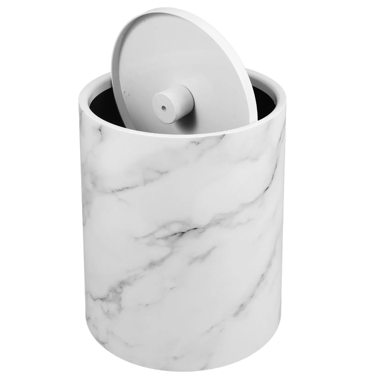 

1pcs Marble Pattern Trash Can Thickened Plastic Swing Lid Dustbin For Kitchen Bathroom Office Home Use Slim Waste Bin