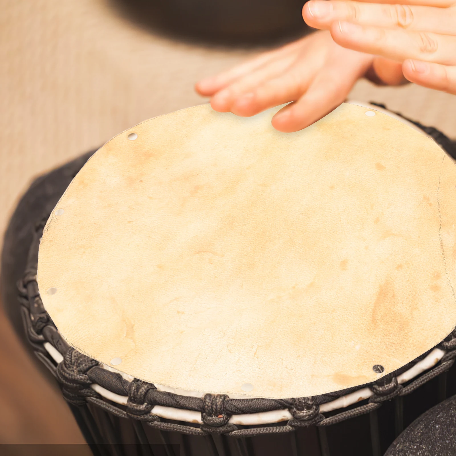 

Hand Drum Skin Djembe Goat for Drums Heads African Replacement Cover Case