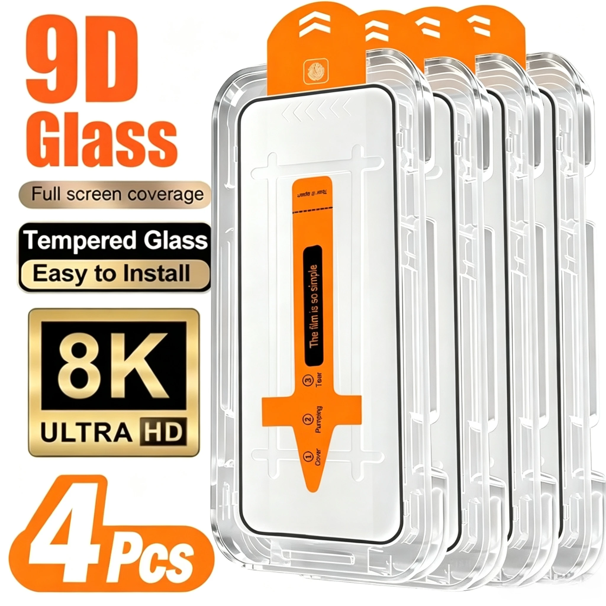 1-4PCS Easy Install HD Screen Protector For Samsung A57 A56 5G A17 A37 A27 A16 Galaxy S26 S25 Ultra S24 S23 FE Tempered Glass