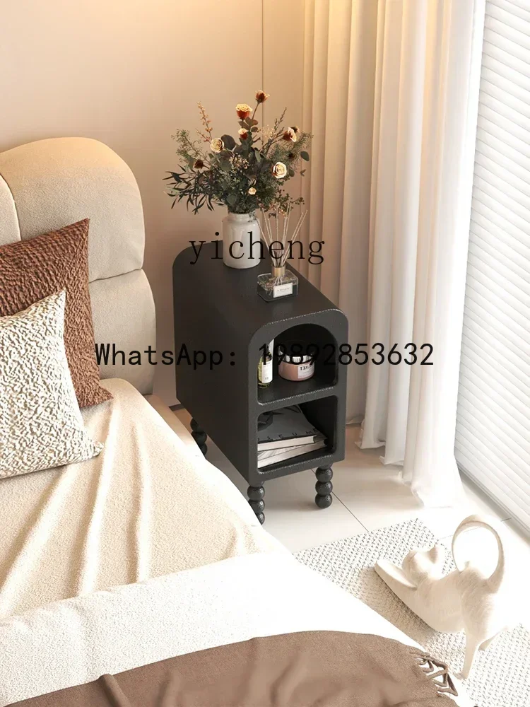 LYY Bedside Table Small Floor Storage Rack Ultra Narrow Sofa Side Table Bedside Cabinet