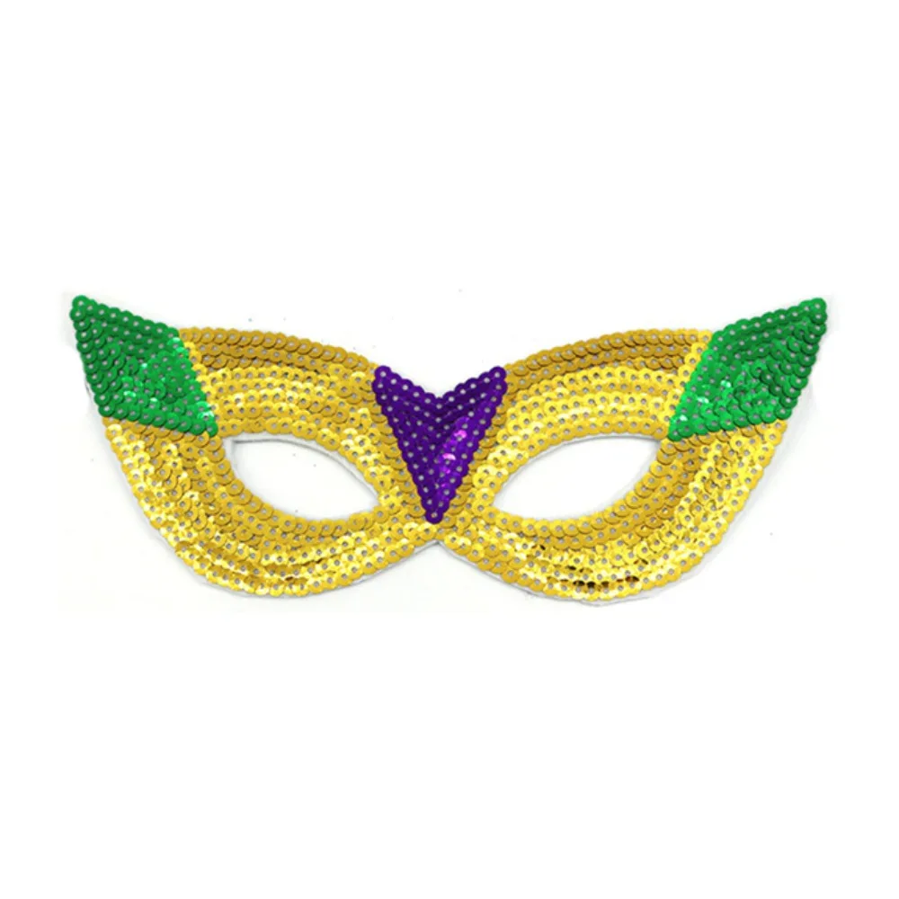 PESENAR Mardi Gras Conjunto de fantasia de lantejoulas Chapéu Máscara de gravata borboleta Colar de contas Acessório de festa