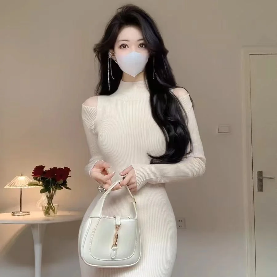 

Knee Length Pullover Neck Sweaters Jumpers Women Vintage Bubble-Sleeve Winter Evening Mothers Athleisure Star-Striped Multicolor