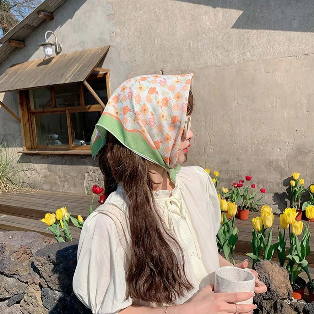 Desert Headband Breathable Spring Silk Scarf Cotton Quick-drying Square Hijab Scarf Sunscreen Sweat-absorption Scarves Summer